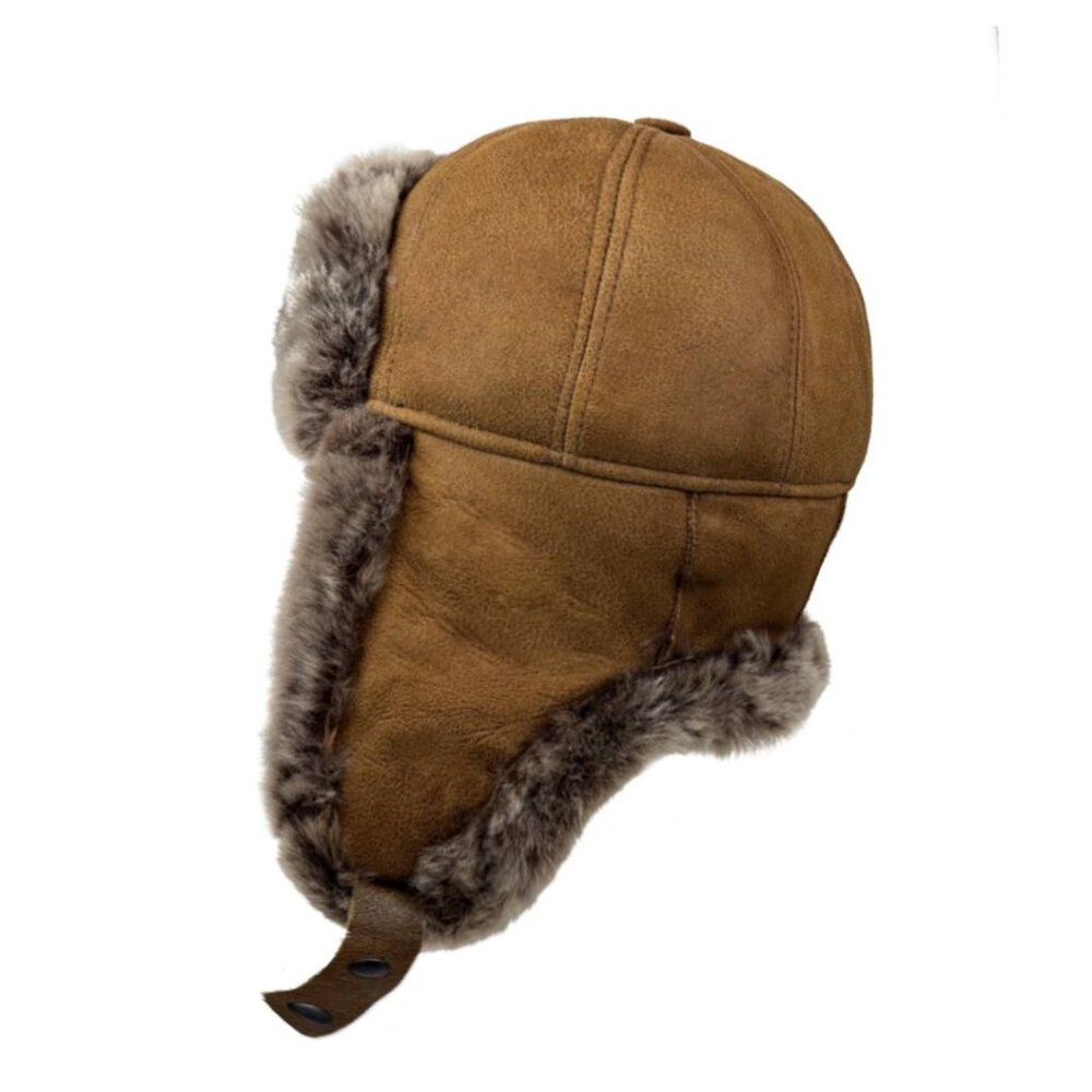 Shearling Sheepskin Leather Trapper Hat Aviator Hat | Winter Hat | Russian Hat - Picture 4 of 7